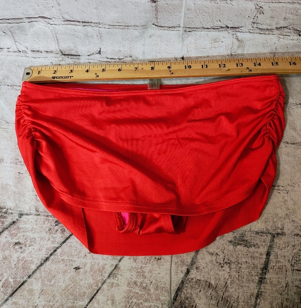 Victoria's Secret Red Swim Bikini Bottom Ruched Skirt Small - Picture 8 of 10